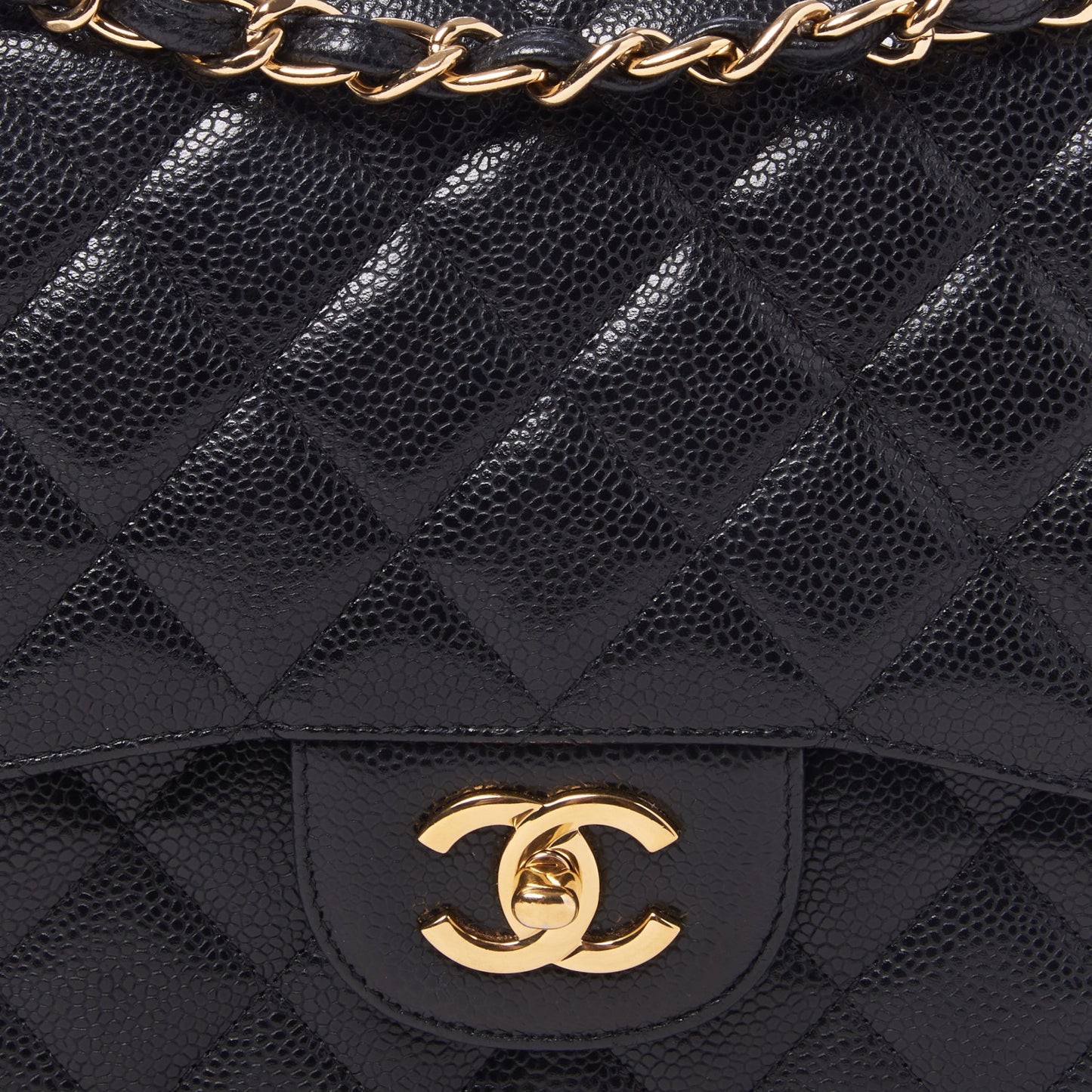 Caviar Quilted Jumbo Double Flap Black