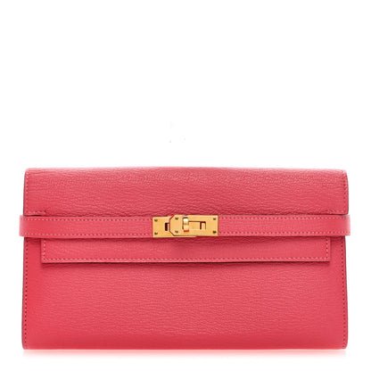 Hermes Chevre Mysore Kelly Longue Wallet Rose Lipstick 1 of 7