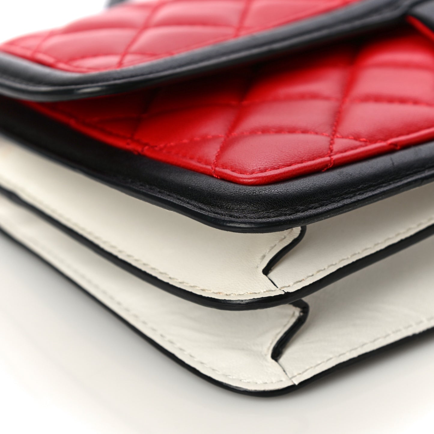 Lambskin Quilted Medium Graphic Flap Red Black