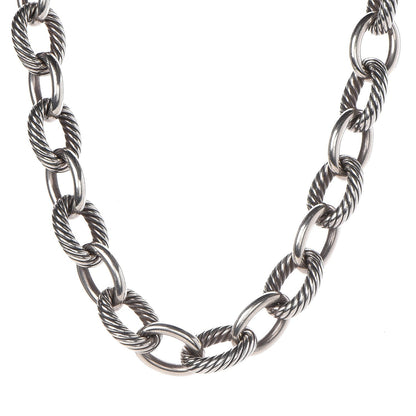 David Yurman Sterling Silver 16mm Large Oval Link Necklace 1 of 6