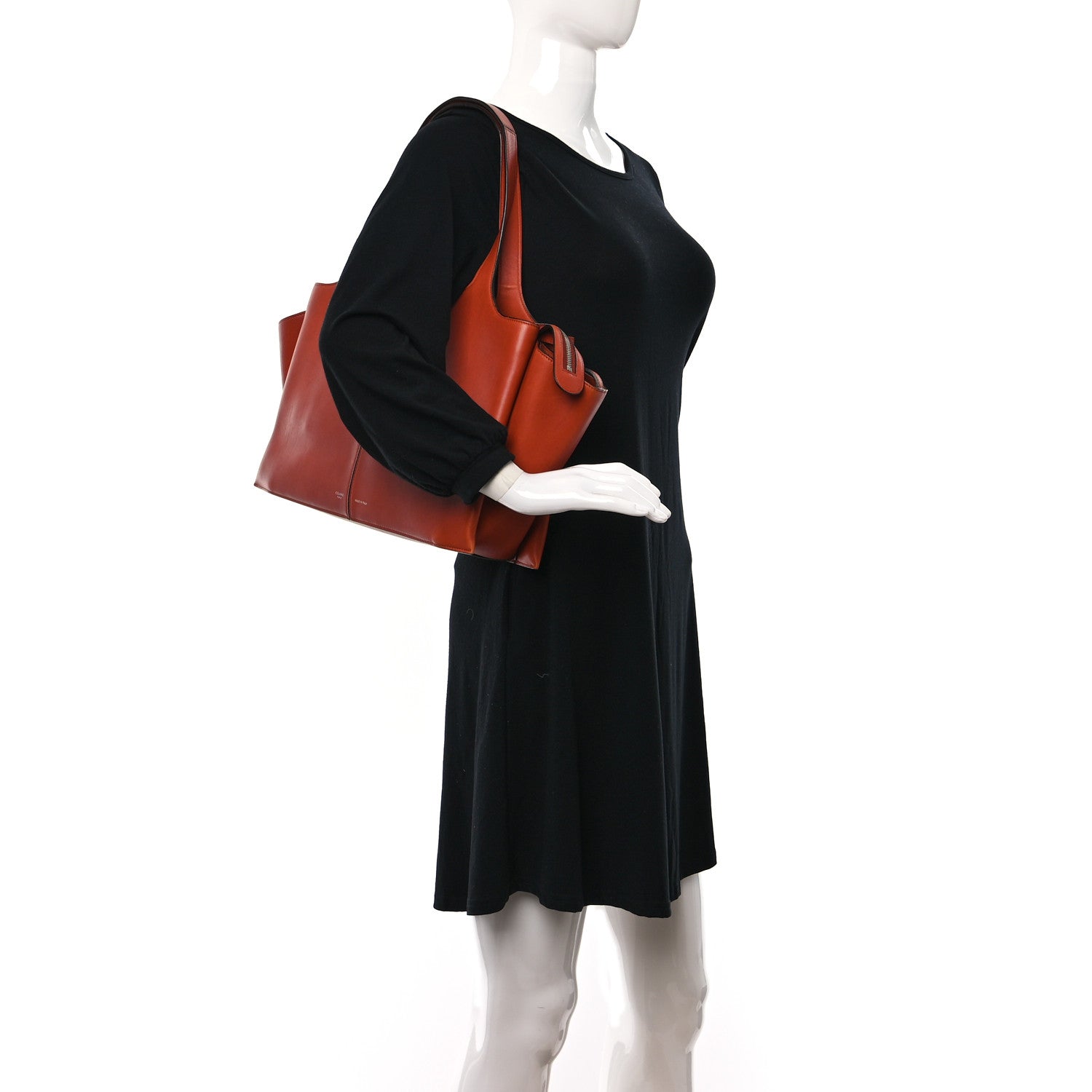Celine Calfskin Medium Tri-Fold Bag Brick 2 of 9