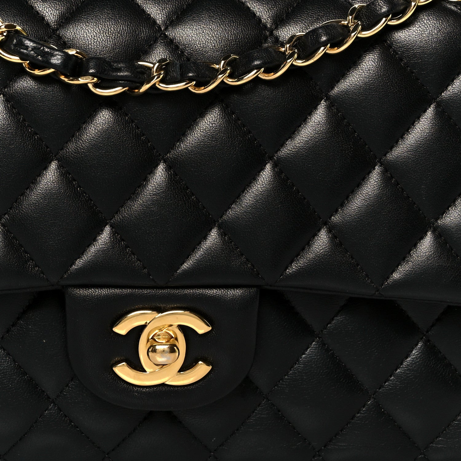 Chanel Lambskin Quilted Medium Double Flap Black 9 of 11