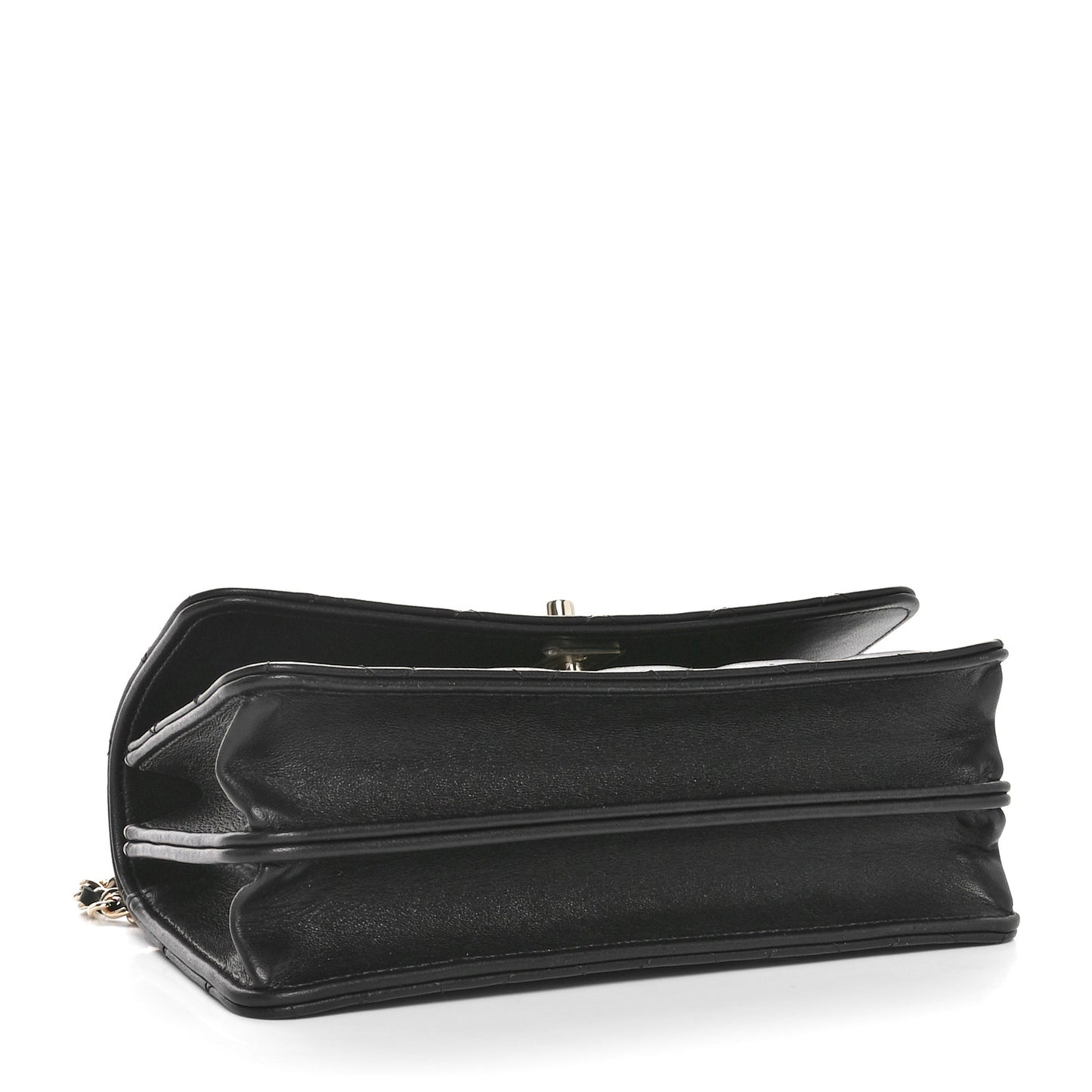 Lambskin Quilted Crystal Top Handle Clutch With Chain Black