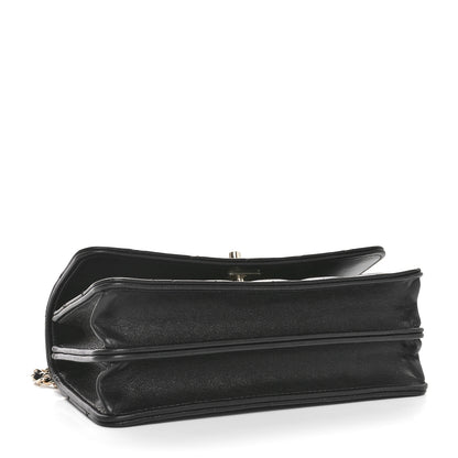 Chanel Lambskin Quilted Crystal Top Handle Clutch With Chain Black 3 of 11