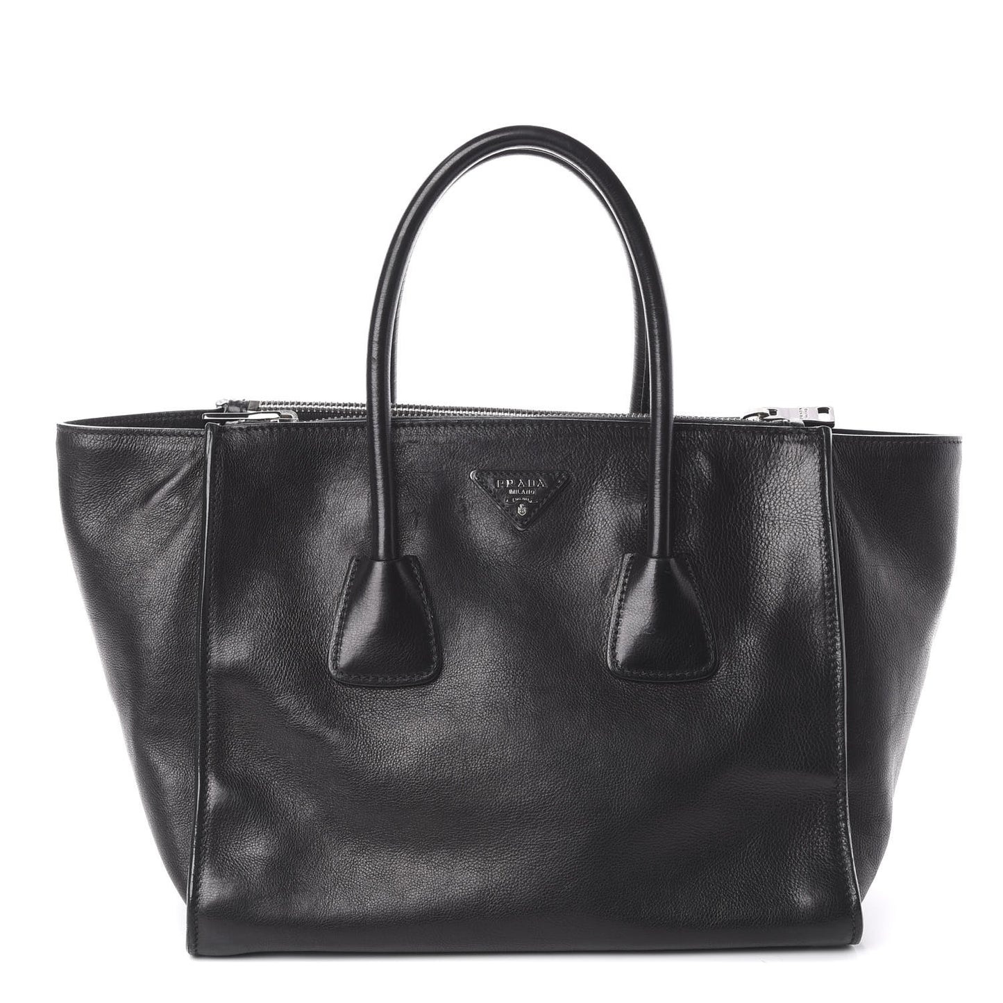 Glace Calf Twin Pocket Tote Black