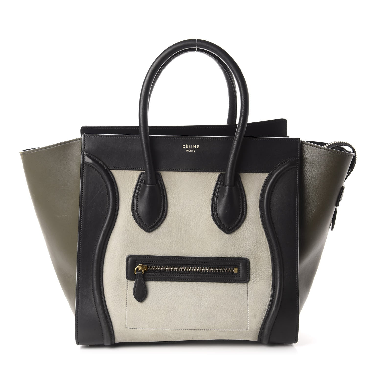 Celine Elephant Calfskin Mini Tri-Color Luggage Chalk 1 of 13