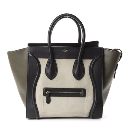 Celine Elephant Calfskin Mini Tri-Color Luggage Chalk 1 of 13