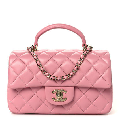 Chanel Lambskin Quilted Mini Top Handle Rectangular Flap Pink 1 of 11