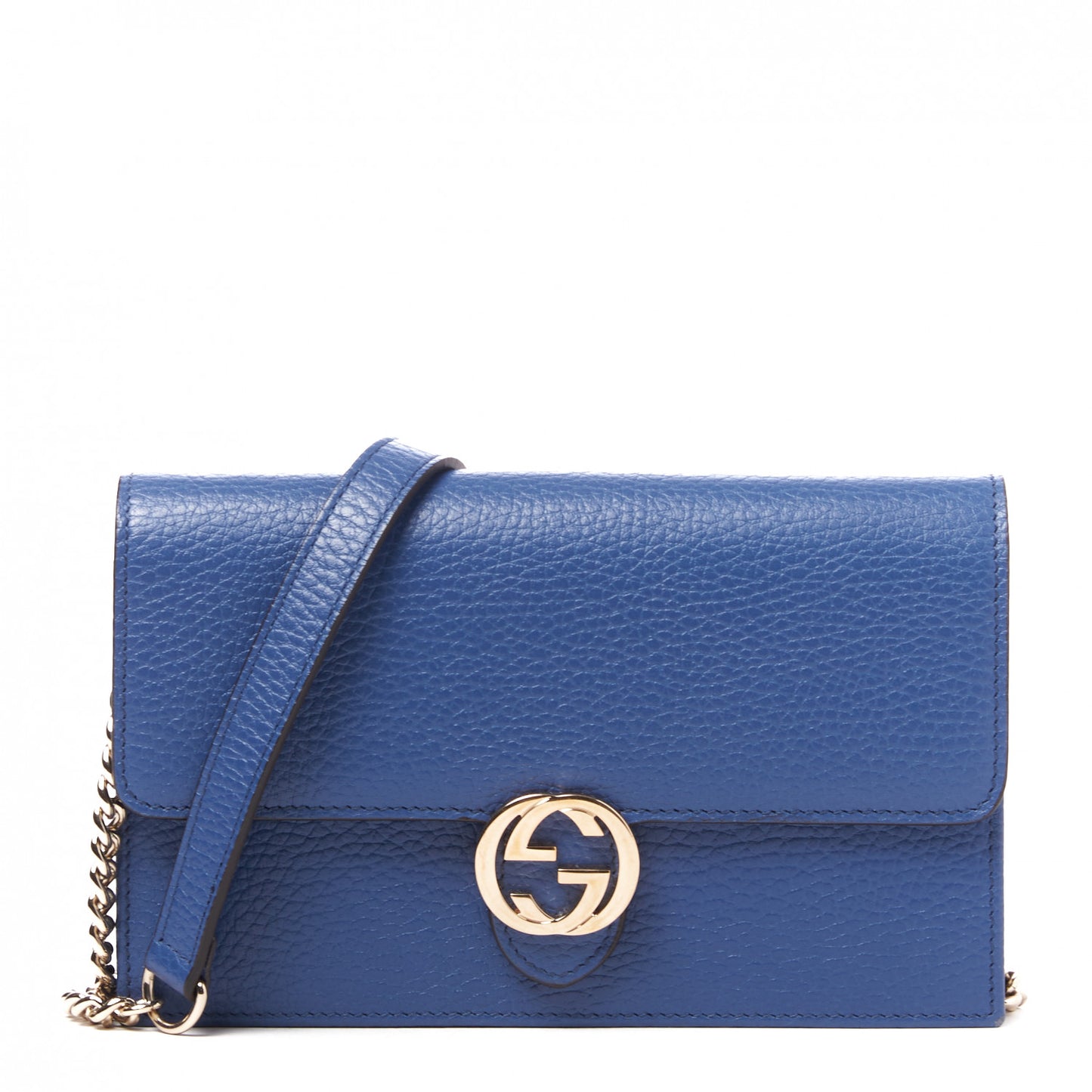 Dollar Calfskin Interlocking G Chain Wallet Caspian