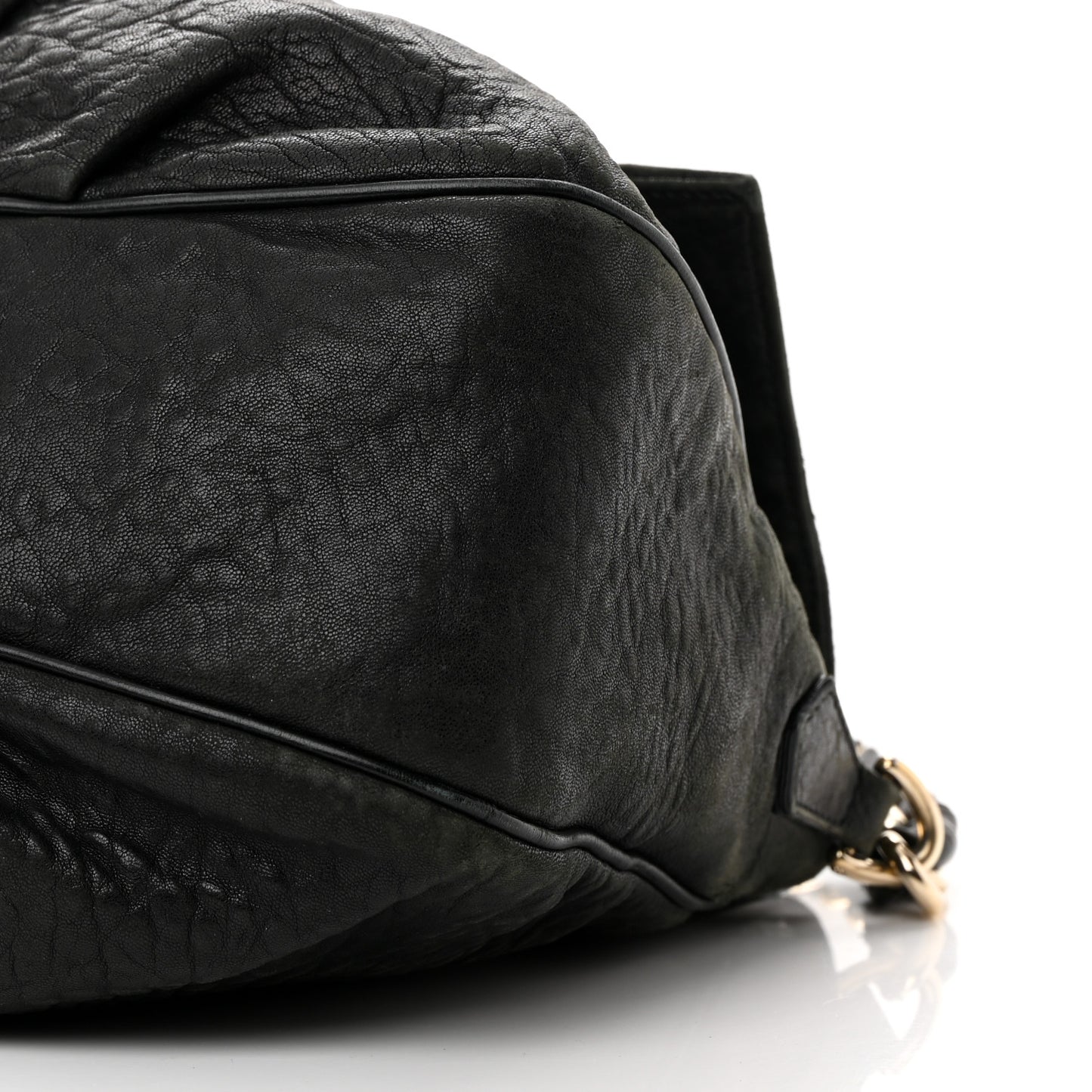 Crinkled Lambskin Mia Shoulder Flap Black
