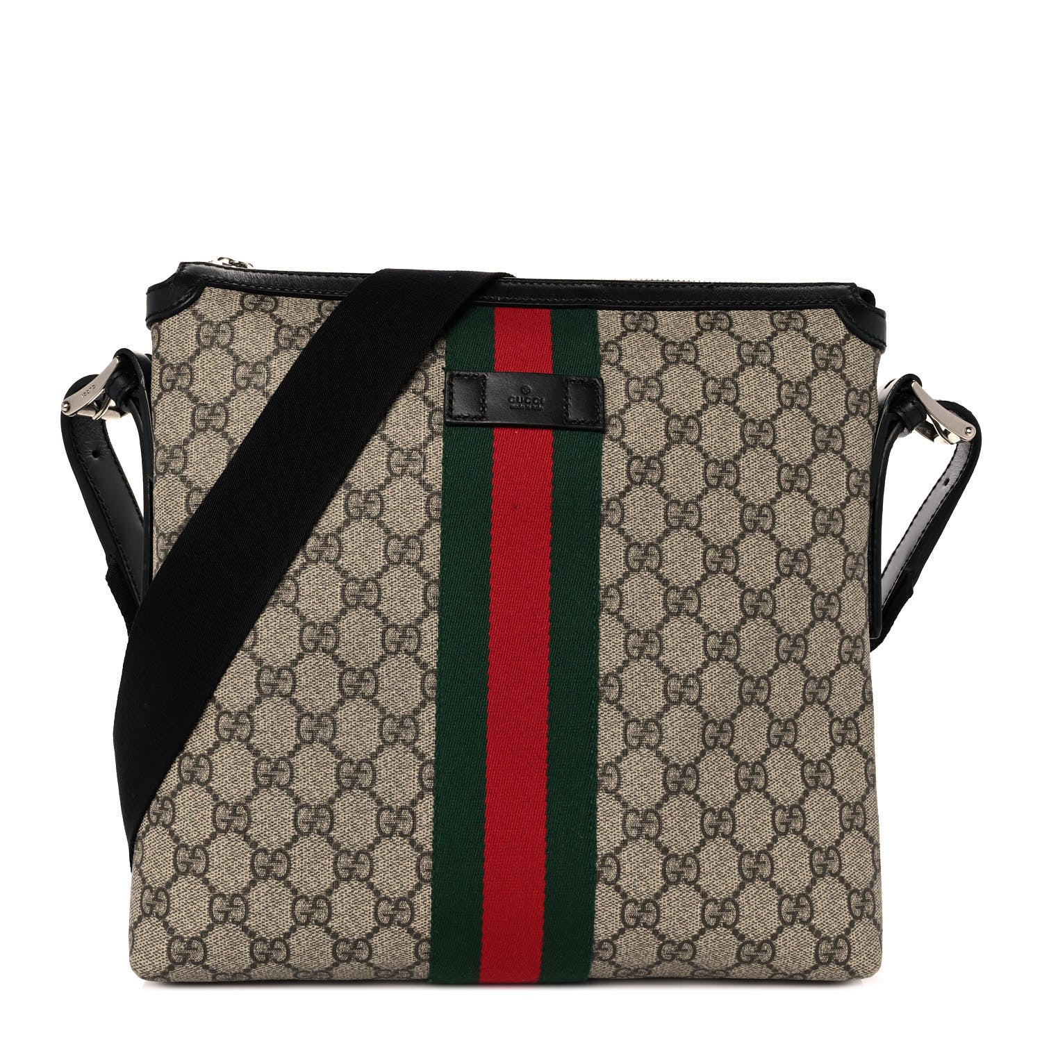 Gucci GG Supreme Monogram Web Messenger Bag Black 1 of 9