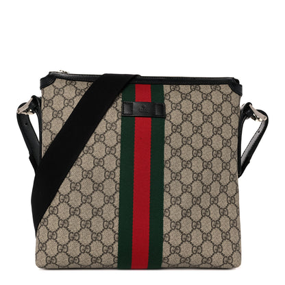 Gucci GG Supreme Monogram Web Messenger Bag Black 1 of 9