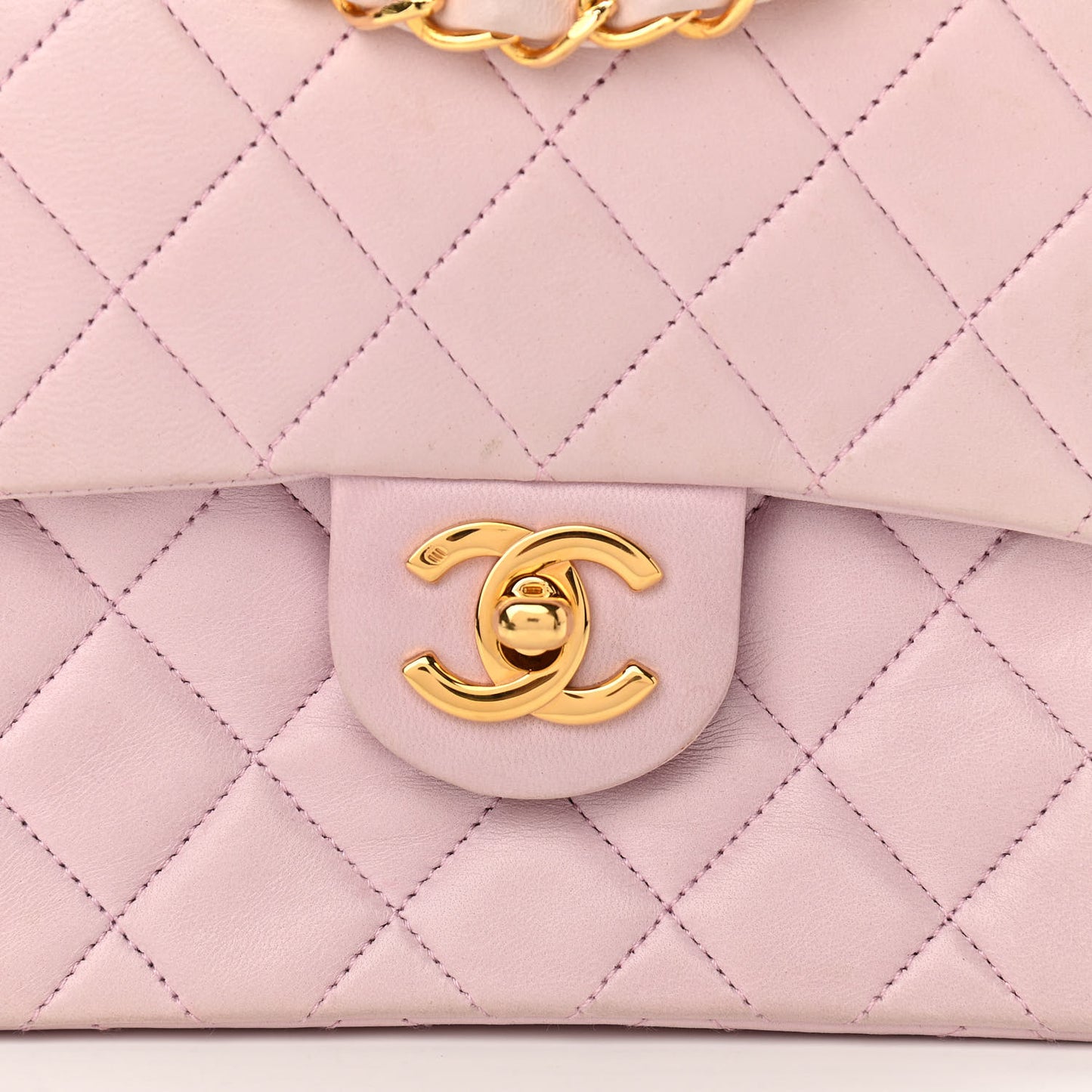 Lambskin Quilted Mini Square Flap Bag Light Pink