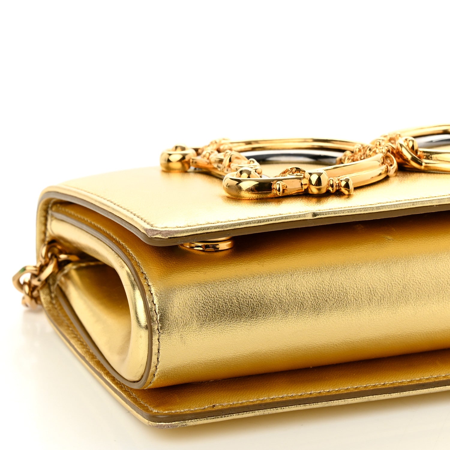 Dolce & Gabbana Metallic Calfskin DG Girls Shoulder Bag Gold 7 of 9