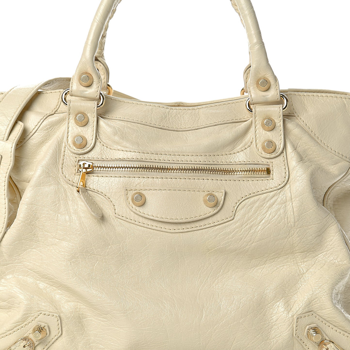Agneau Giant 12 Gold Hardware Velo Blanc Creme Light Craie