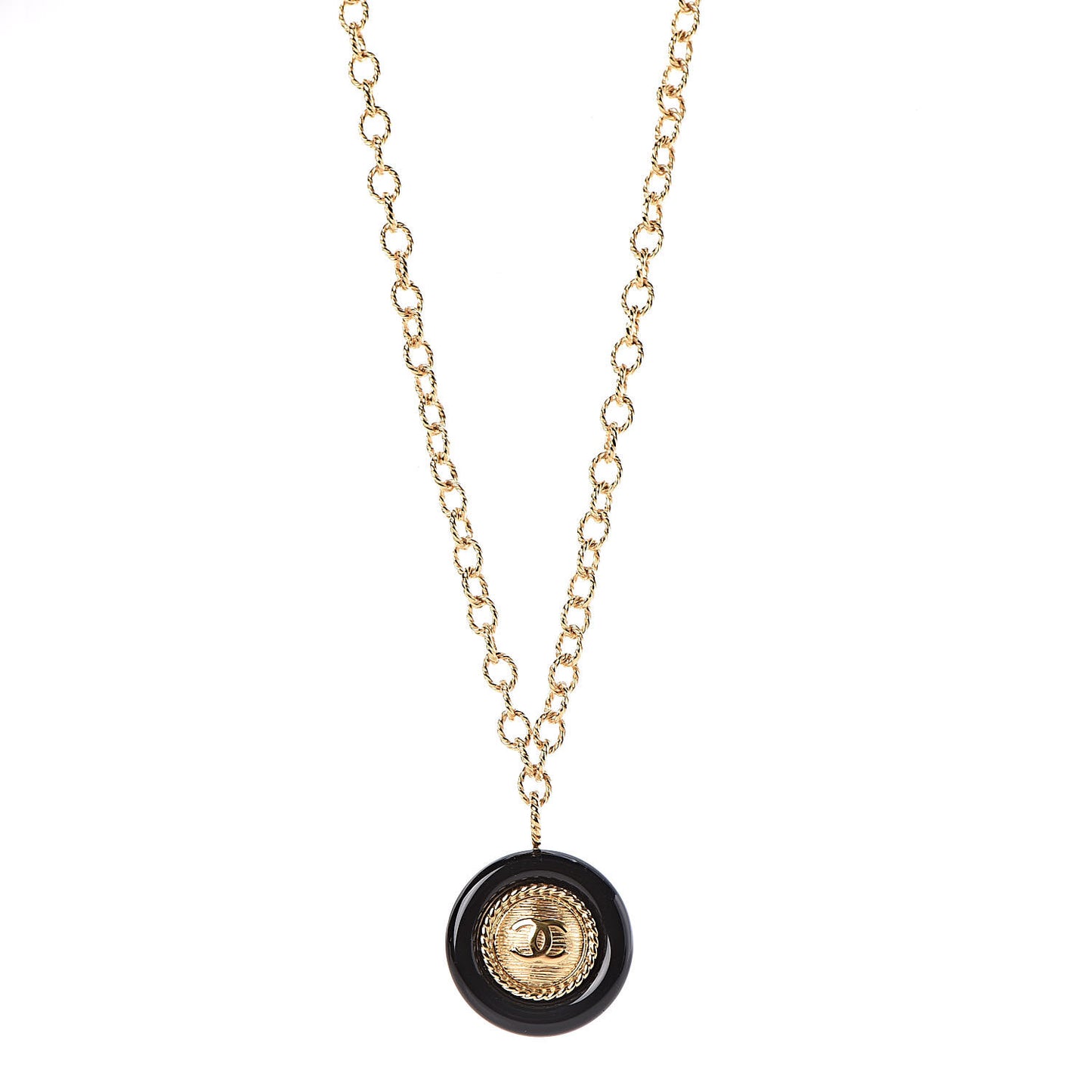 Resin Chain CC Pendant Necklace Gold Black