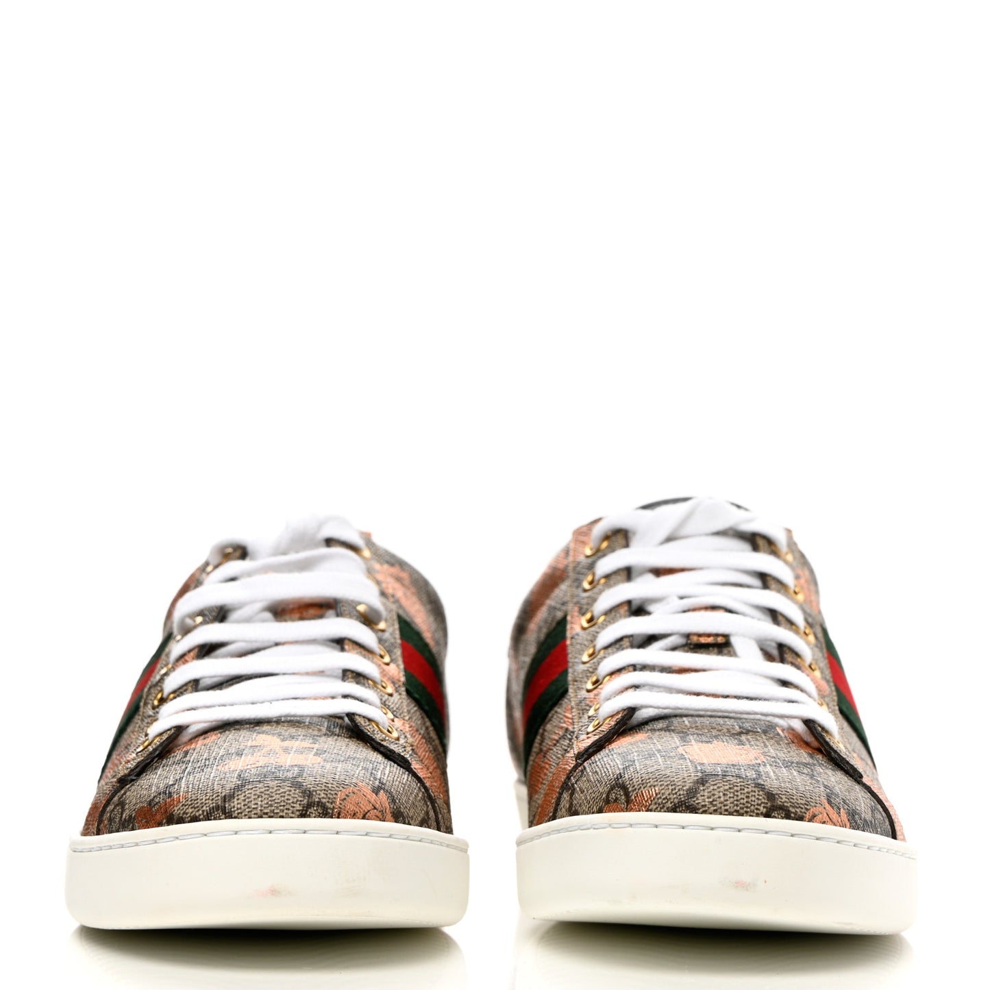 GG Supreme Monogram Berry Web Womens Ace Sneakers 39.5 Beige Light Copper Black