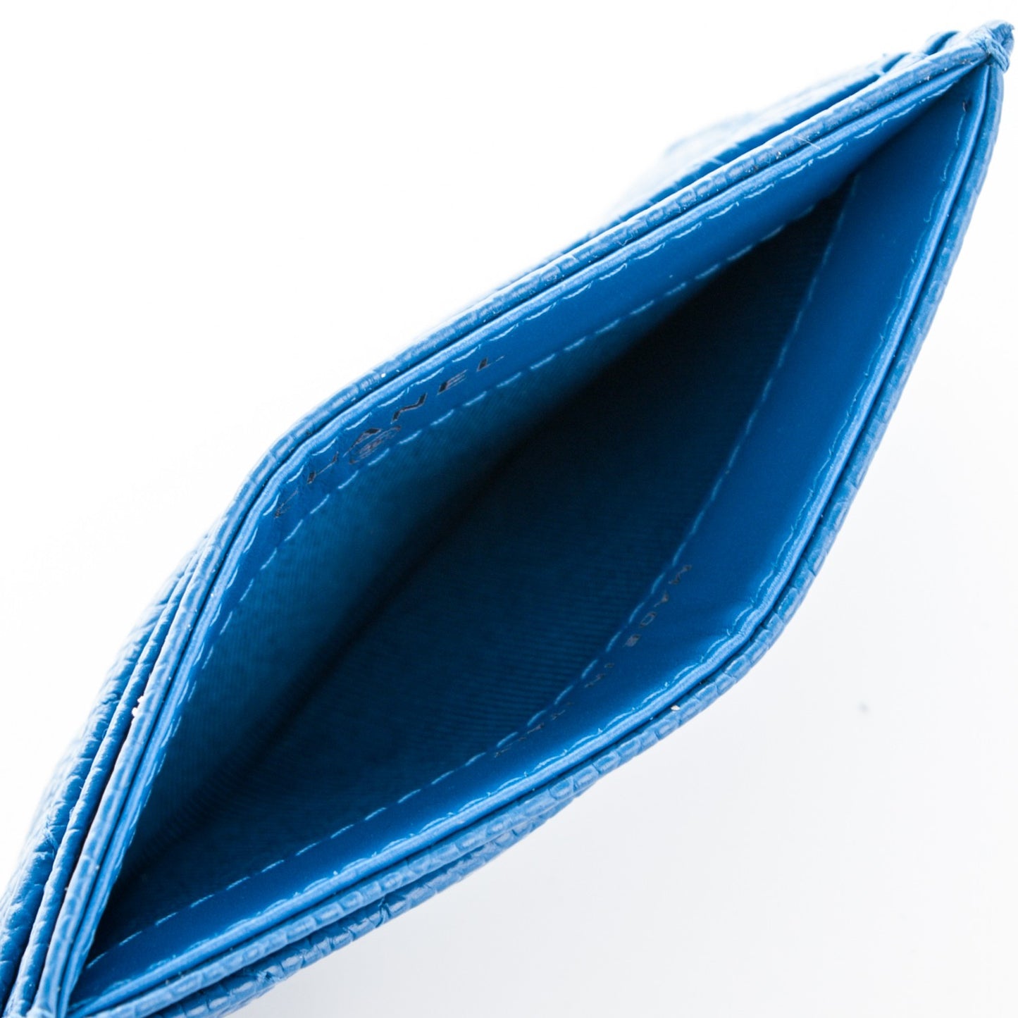 Caviar Quilted Card Holder Blue