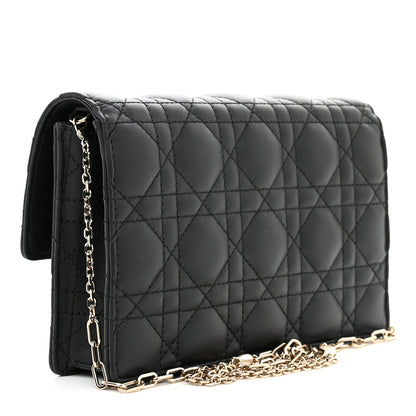 Christian Dior Lambskin Cannage Lady Dior Chain Pouch Black 3 of 9