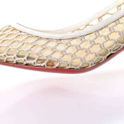 Christian Louboutin Fishnet Patent Guni 55 Spiked Pumps 36.5 White 9 of 10