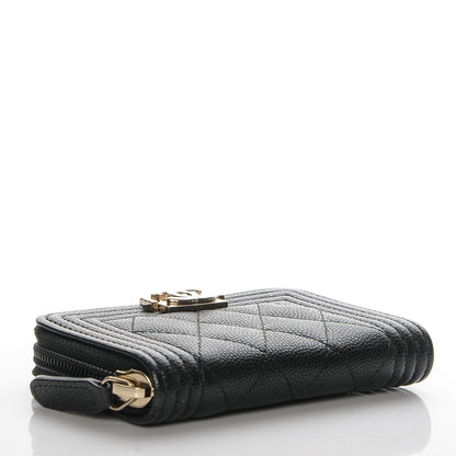 Chanel Caviar Quilted Boy Zip Around Coin Purse Wallet Black 4 of 7