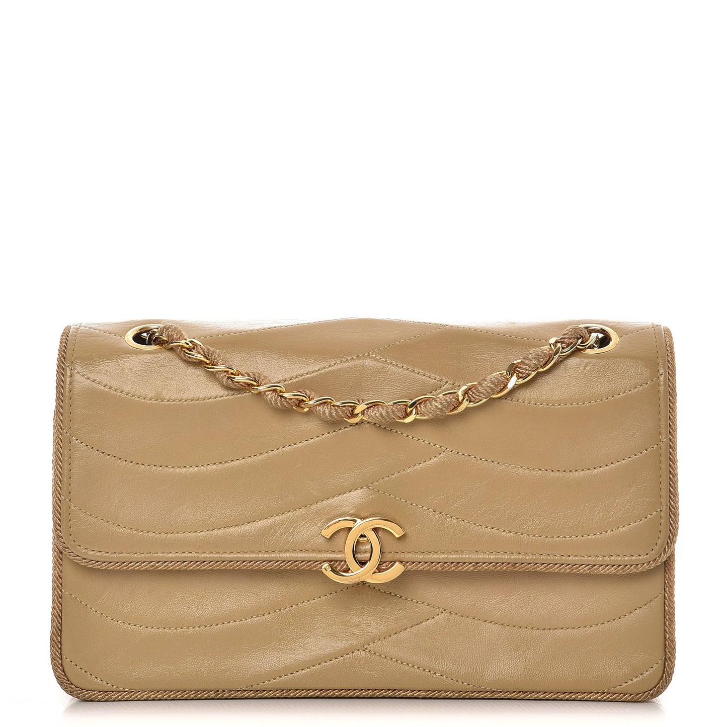 Lambskin Small Single Flap Beige