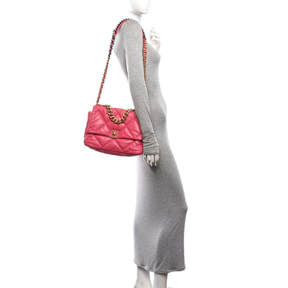 Chanel Goatskin Quilted Large Chanel 19 Flap Dark Pink 2 of 10