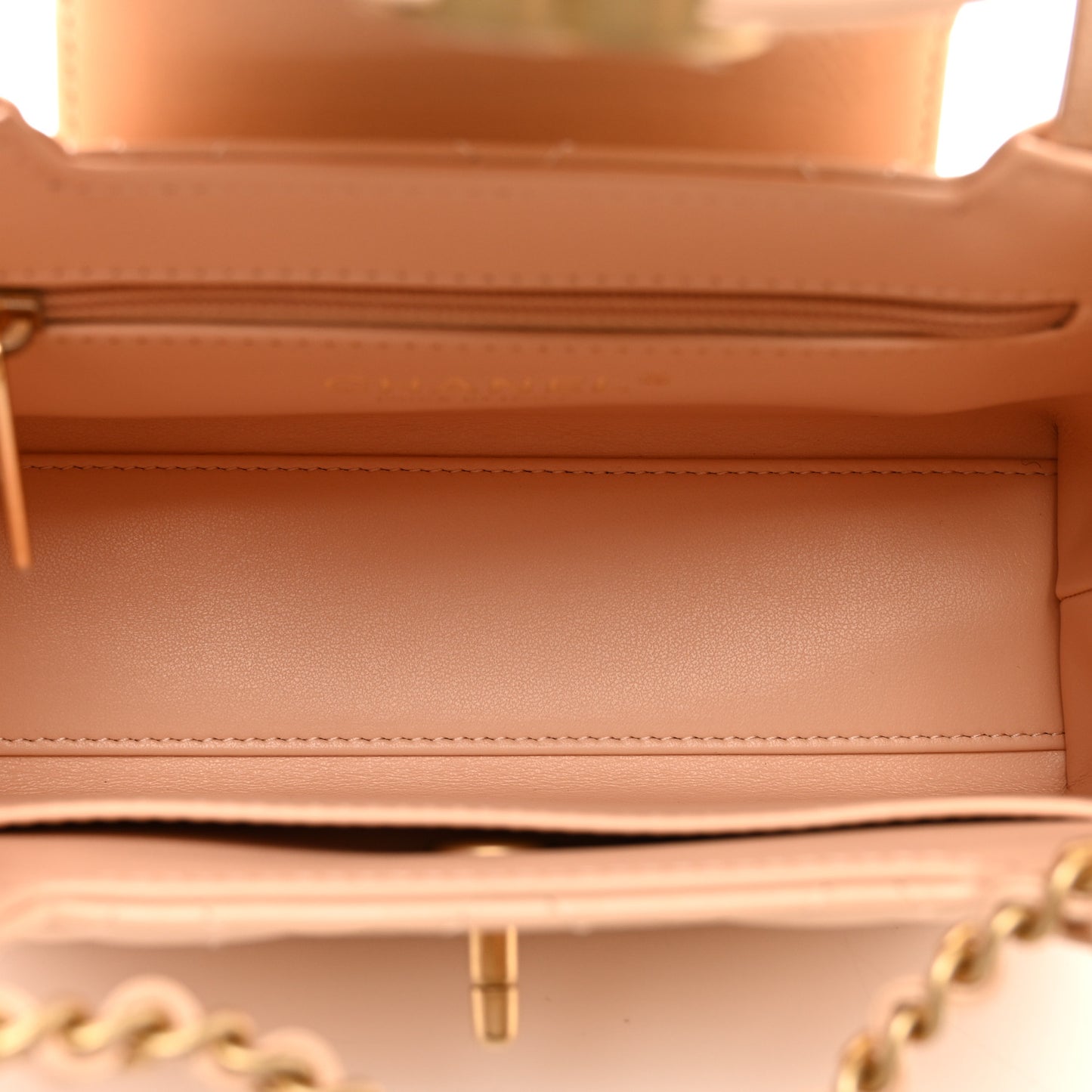 Shiny Aged Calfskin Quilted Nano Kelly Shopper Beige