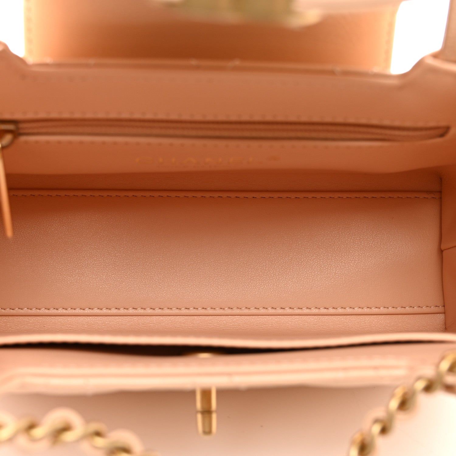 Chanel Shiny Aged Calfskin Quilted Nano Kelly Shopper Beige 5 of 10