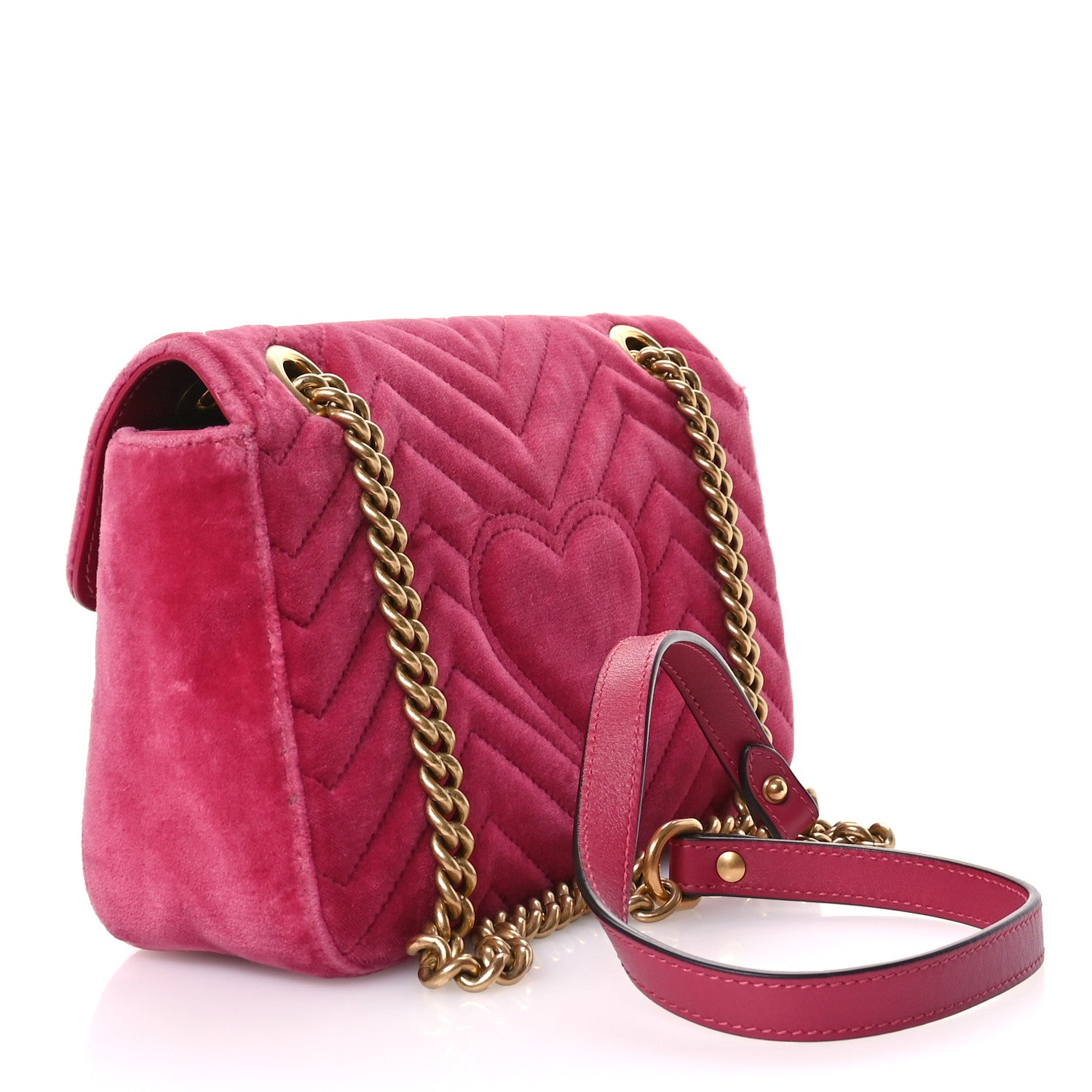 Gucci Velvet Matelasse Small GG Marmont Shoulder Bag Light Raspberry Rose 3 of 10