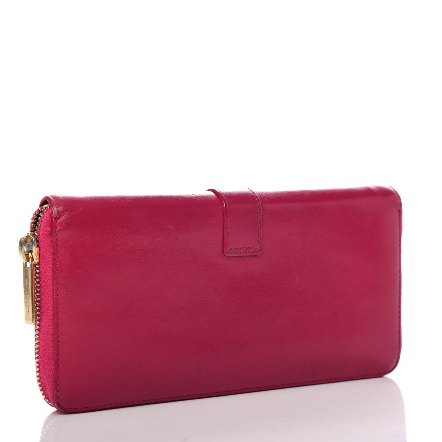 Calfskin Classic Y Ligne Zip Around Wallet Fuchsia