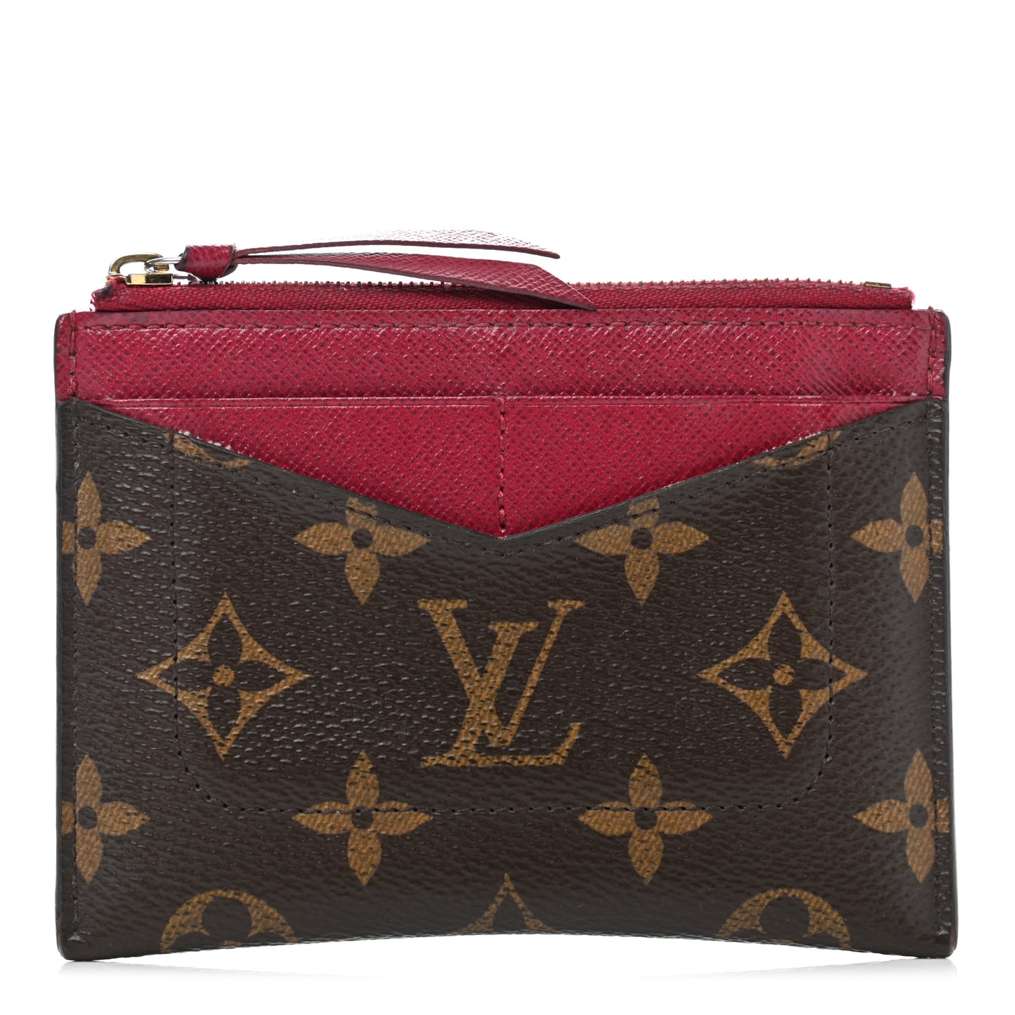 Monogram Zipped Card Holder Fuchsia