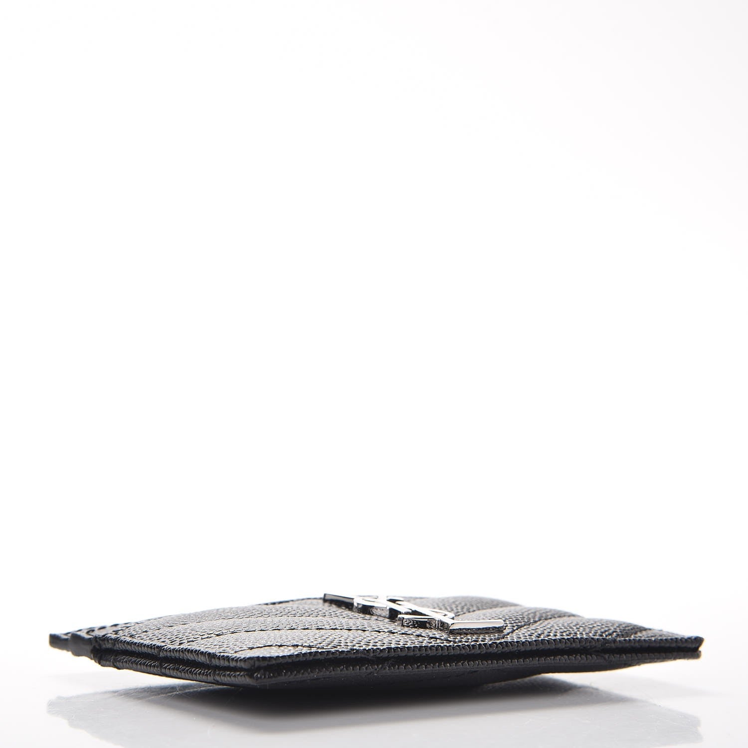 Saint Laurent Grain De Poudre Matelasse Chevron Monogram Credit Card Case Black 4 of 7