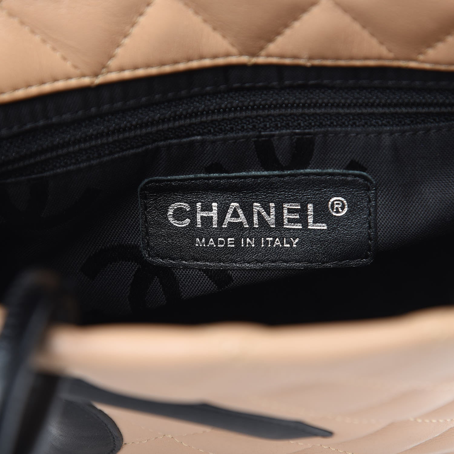 Chanel Calfskin Quilted Small Cambon Tote Beige Black 6 of 15