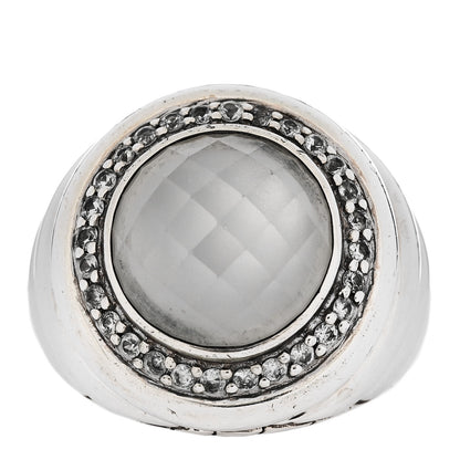 John Hardy Sterling Silver White Quartz White Sapphire Batu Bedeg Ring 52 6 1 of 7