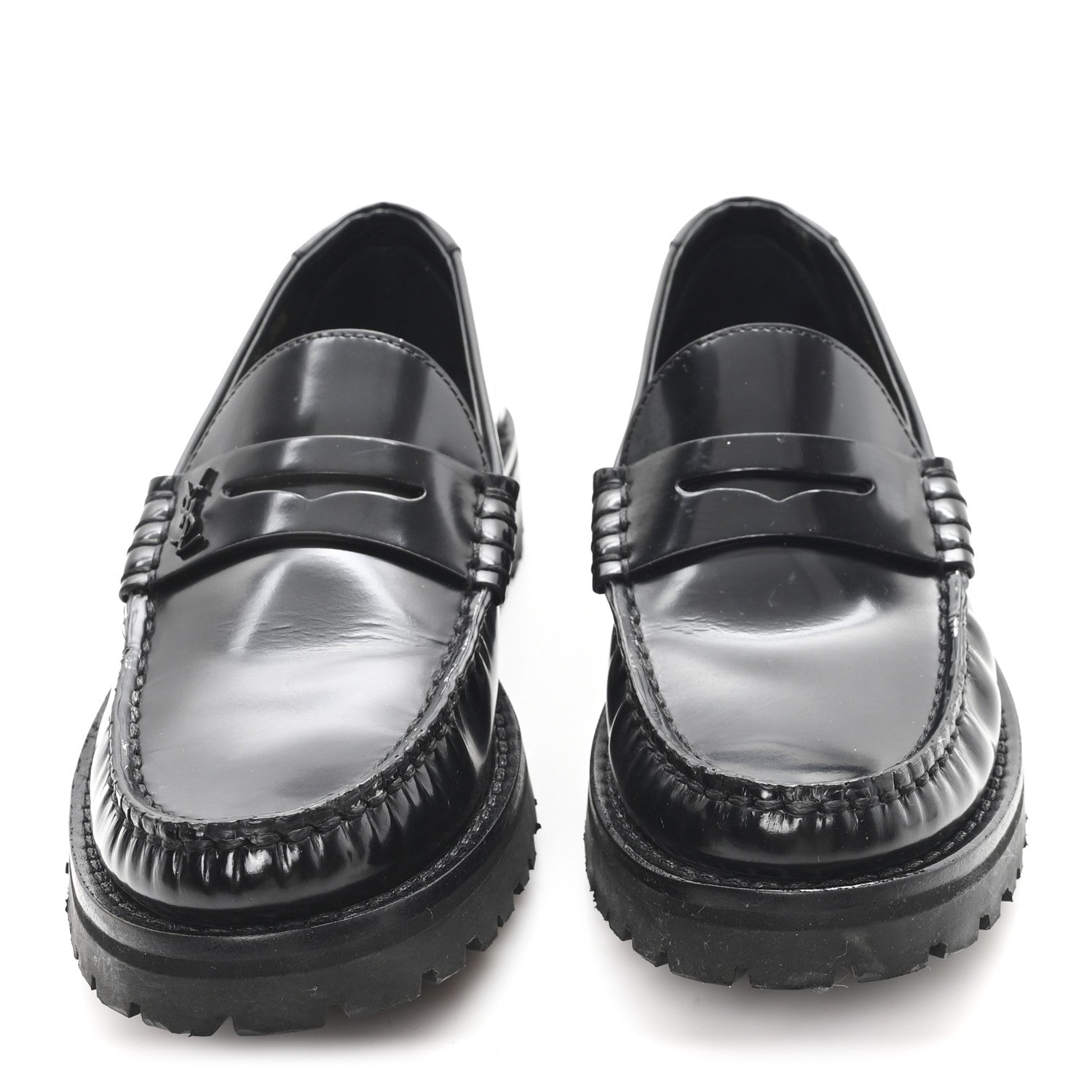 Saint Laurent Glazed Calfskin Le Loafer 15 Penny Slippers 36.5 Black 3 of 10