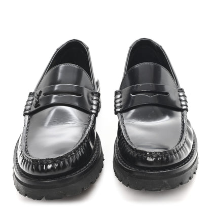 Saint Laurent Glazed Calfskin Le Loafer 15 Penny Slippers 36.5 Black 3 of 10
