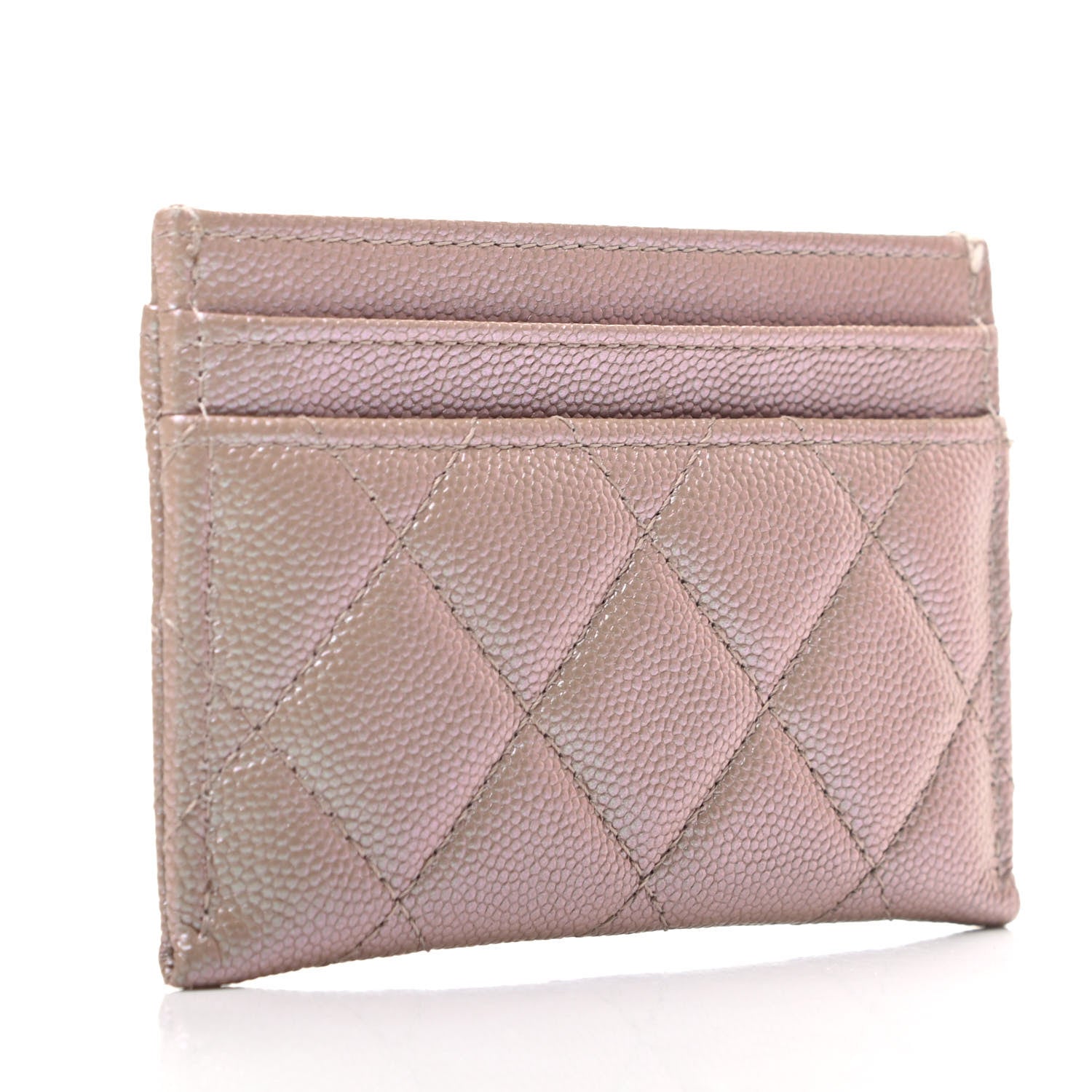 Chanel Iridescent Caviar Quilted Card Holder Beige 3 of 8