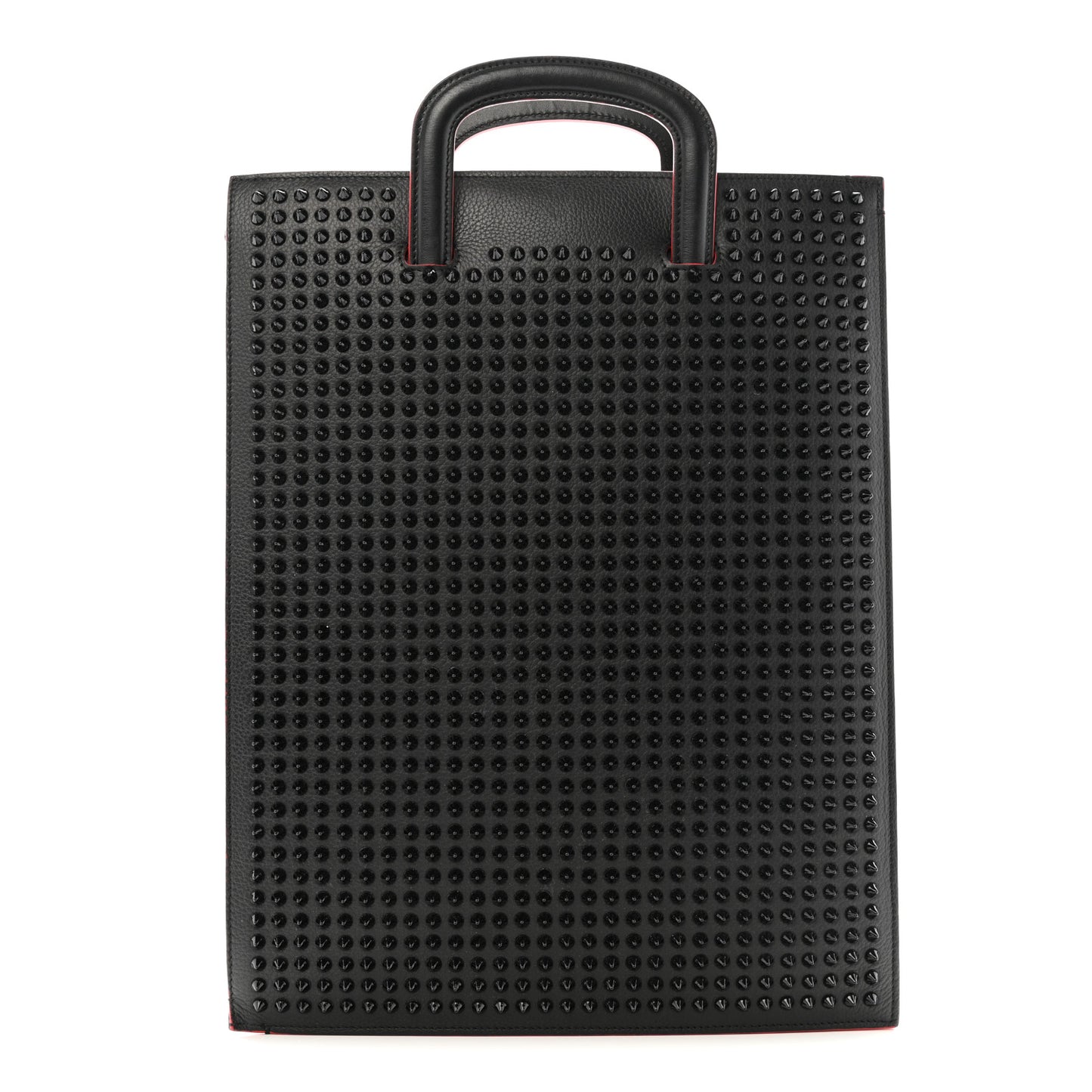 Calfskin Spiked Large Trictrac Portfolio Bag Black