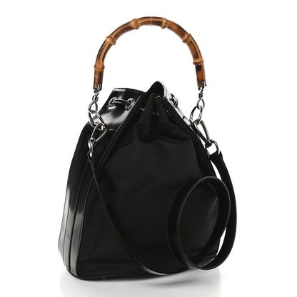 Gucci Nylon Bamboo Top Handle Bucket Bag Black 2 of 9
