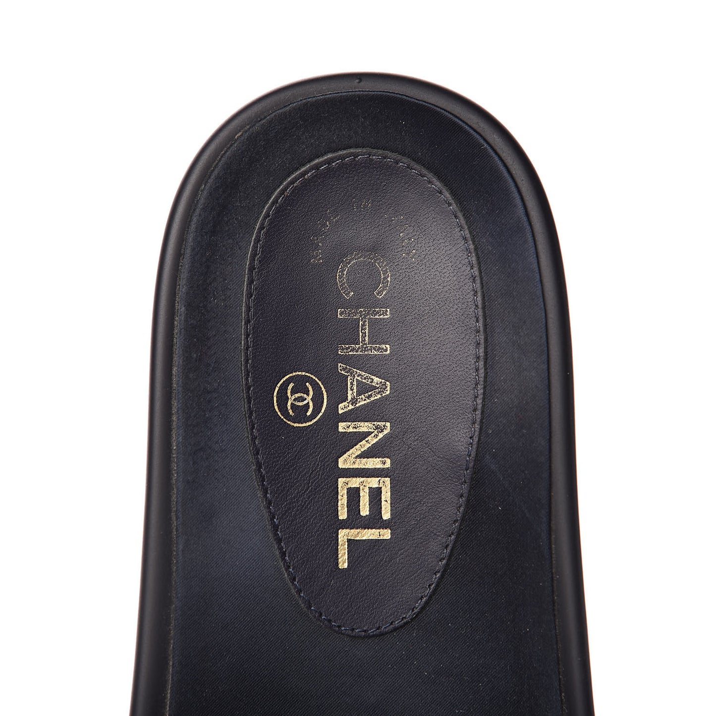 Satin Canvas Chain Flat Sandals 39 Marine