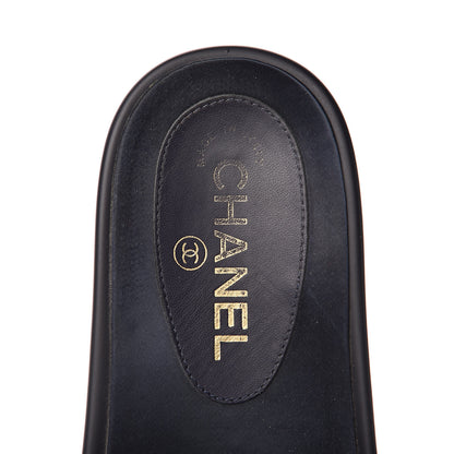 Chanel Satin Canvas Chain Flat Sandals 39 Marine 7 of 10