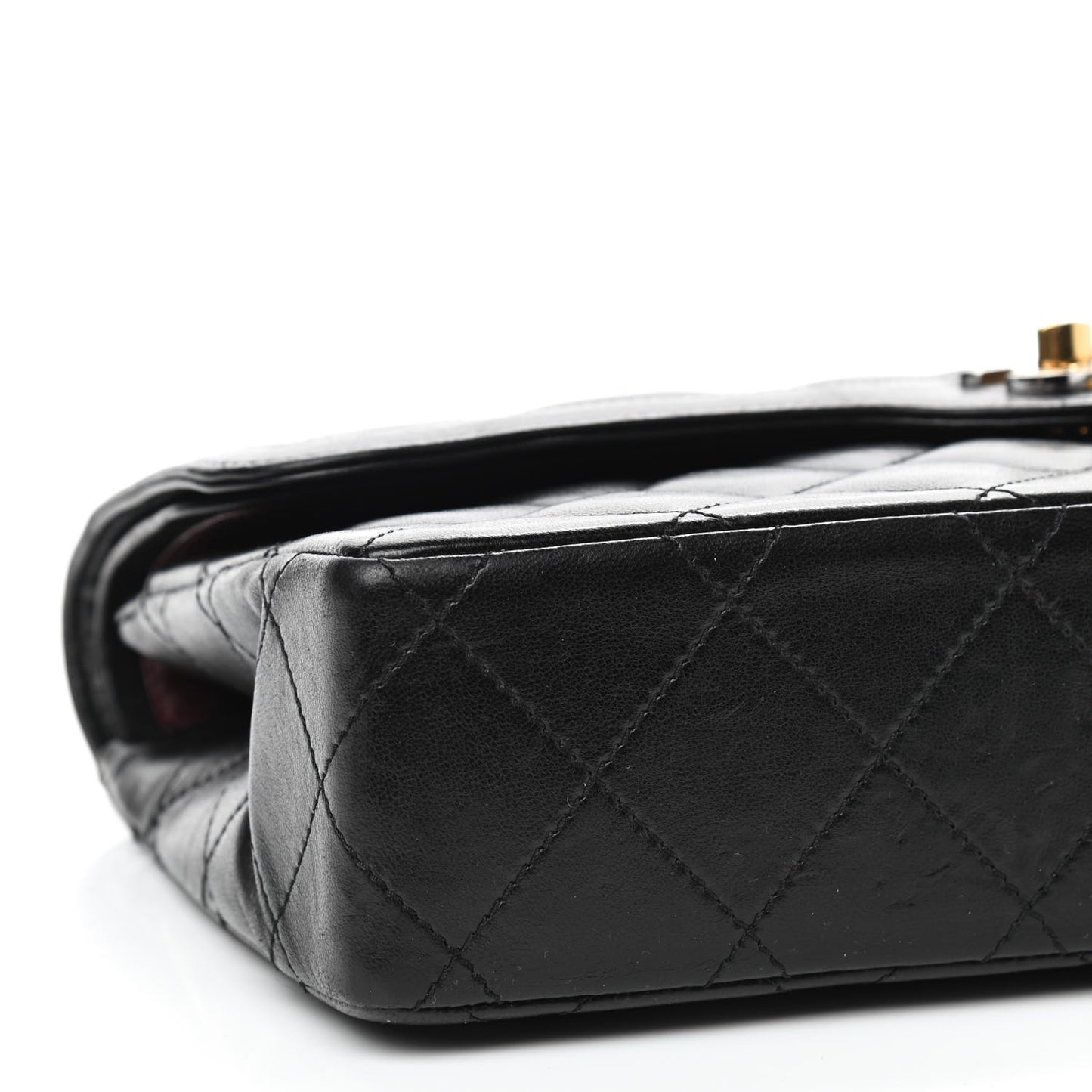 Lambskin Quilted Medium Double Flap Bag Black