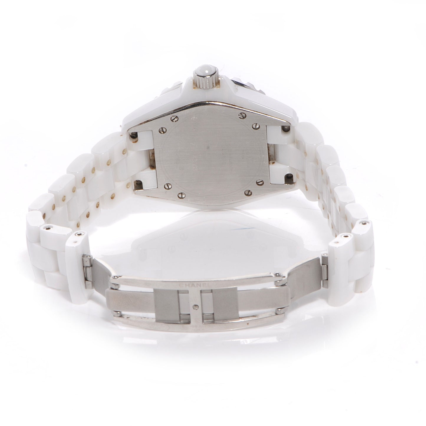 Stainless Steel Ceramic Diamond Pave Bezel 33mm J12 Quartz Watch White