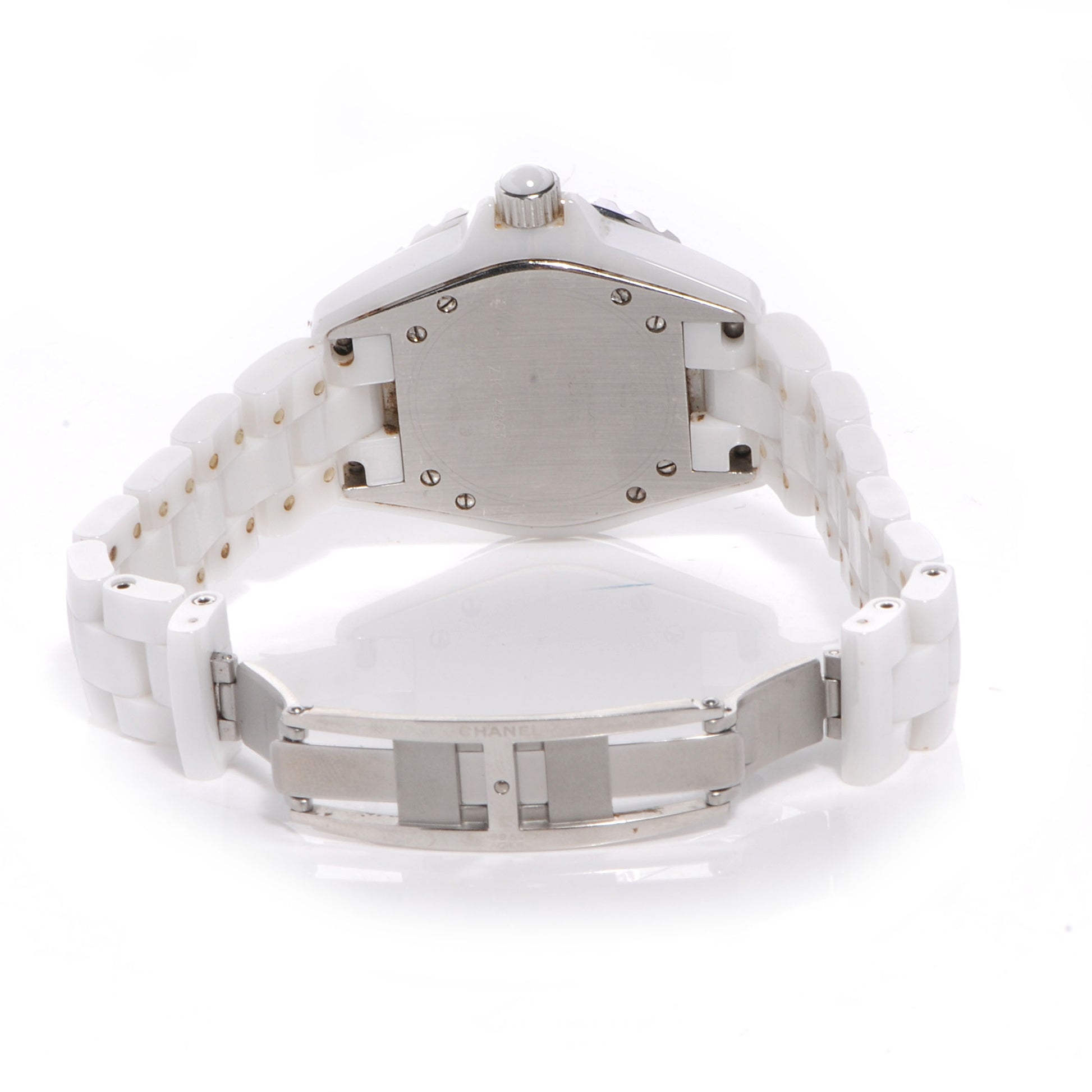 Chanel Stainless Steel Ceramic Diamond Pave Bezel 33mm J12 Quartz Watch White 4 of 5