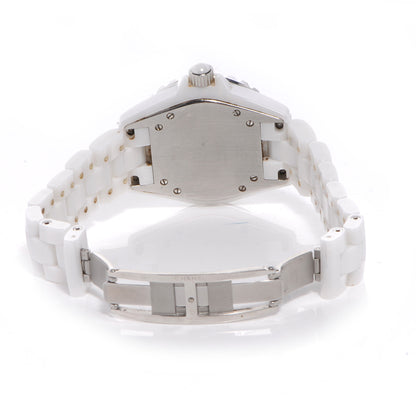 Chanel Stainless Steel Ceramic Diamond Pave Bezel 33mm J12 Quartz Watch White 4 of 5