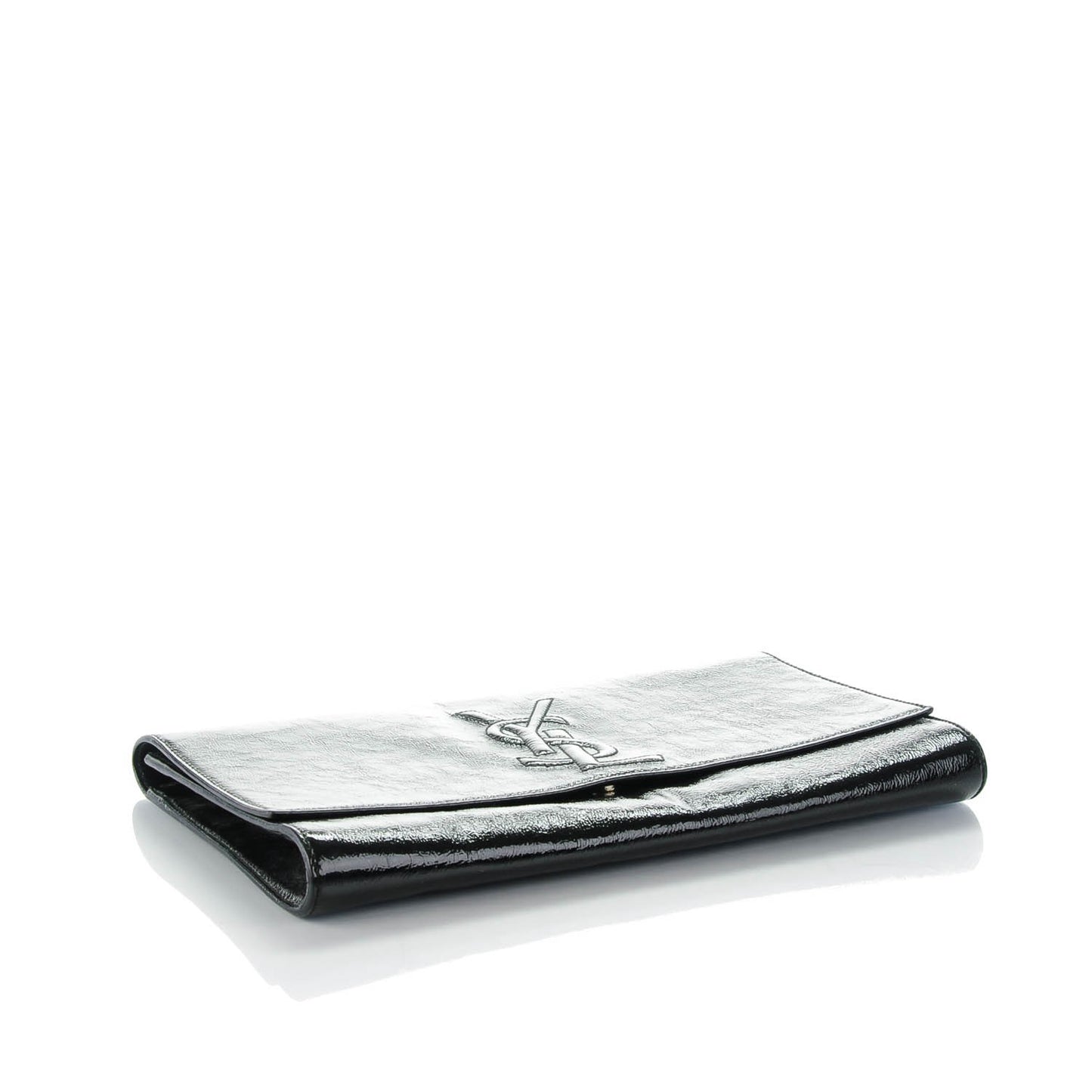 Textured Patent Monogram Large Belle De Jour Clutch Black