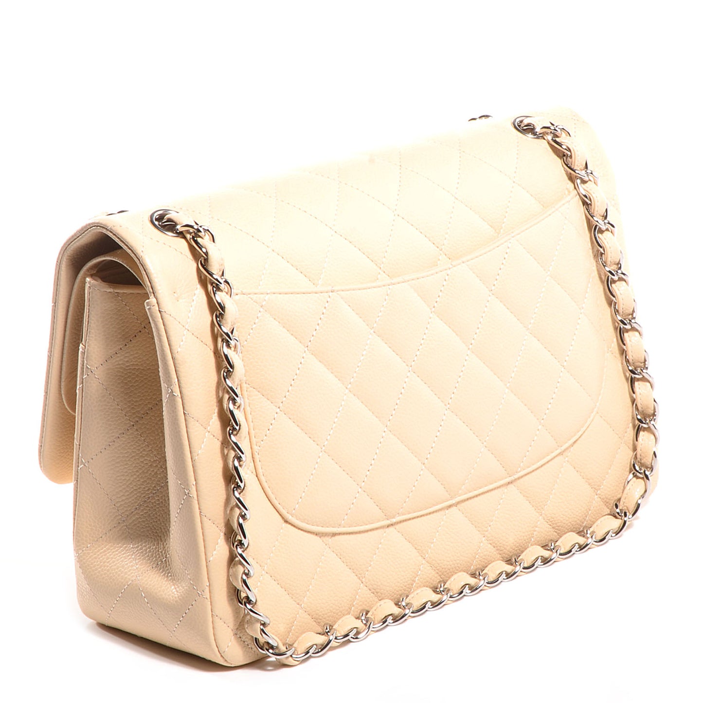 Caviar Jumbo Double Flap Beige Clair