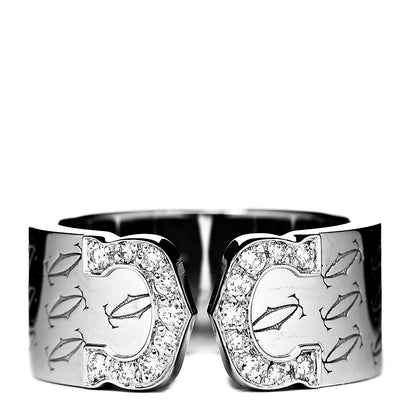 Cartier 18K White Gold Diamond C De Christmas Ring 47 4 1 of 3