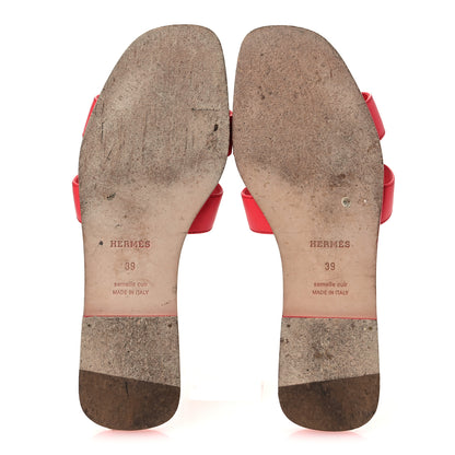 Hermes Box Calfskin Oran Sandals 39 Rouge Jaipur 7 of 14